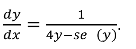 dy/dx = 1 / (4y − se (y)), com a função seno impressa incompleta no original