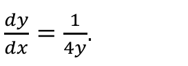 dy/dx = 1 / (4y)