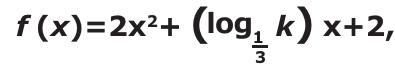 Expressão: f(x) = 2x² + (logaritmo de k na base 1/3) x + 2.