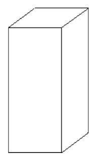 Caixa de leite em forma de paralelepípedo de base quadrada, em pé, em perspectiva.