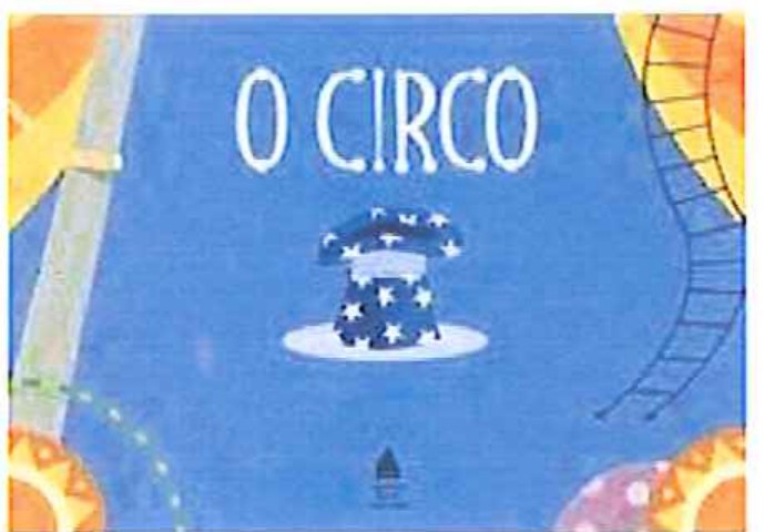 Capa do livro “O circo”: fundo azul com o título em letras brancas e uma cartola estrelada no centro.