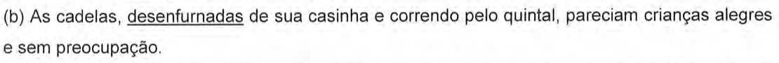 Recorte da alternativa (b) original, com a palavra "desenfurnadas" sublinhada.