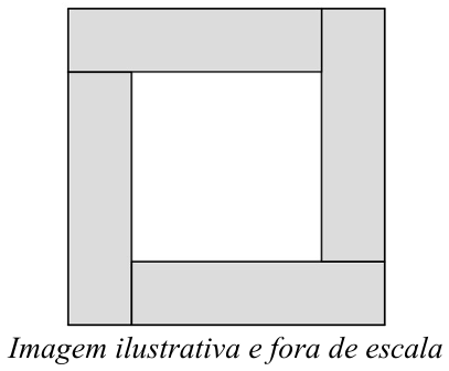 Moldura quadrada formada pelos 4 retângulos dispostos ao redor de um quadrado central vazio. Legenda: Imagem ilustrativa e fora de escala.