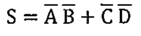 S = A barrado B barrado + C barrado D barrado.