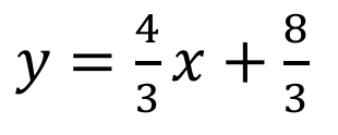 y igual a 4 terços de x mais 8 terços.