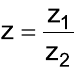 z igual a z₁ dividido por z₂.