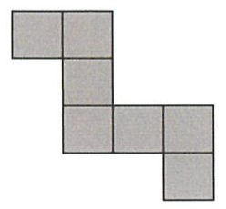 Figura plana de quadrados em 4 linhas (de cima para baixo; colunas da esquerda para a direita): linha 1, colunas 1 e 2; linha 2, coluna 2; linha 3, colunas 2, 3 e 4; linha 4, coluna 4.