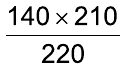 Alternativa D: fração — 140 vezes 210, dividido por 220.