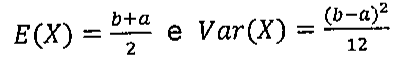 E(X) = (b + a)/2 e Var(X) = (b − a)²/12
