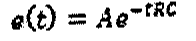 e(t) = A e elevado a (−tRC).