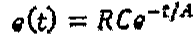 e(t) = RC e elevado a (−t/A).