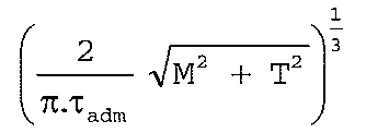 Expressão: (2/(π.τadm) · √(M² + T²)) elevado a 1/3.