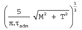 Expressão: (5/(π.τadm) · √(M² + T²)) elevado a 1/3.