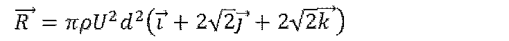 Expressão vetorial: R = πρU²d²(i + 2√2 j + 2√2 k).