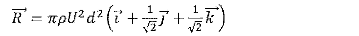 Expressão vetorial: R = πρU²d²(i + (1/√2) j + (1/√2) k).