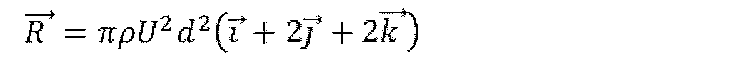 Expressão vetorial: R = πρU²d²(i + 2j + 2k).