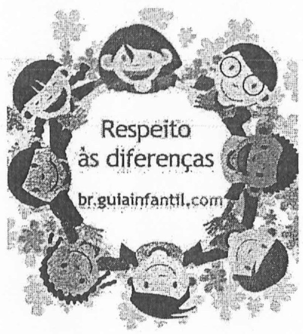Ilustração do Texto I: crianças de mãos dadas formando um círculo; no centro, os dizeres "Respeito às diferenças" e "br.guiainfantil.com".