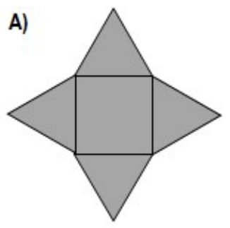 Figura plana: um quadrado com um triângulo em cada um dos quatro lados.