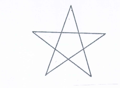 Pentagrama: estrela de cinco pontas traçada com cinco segmentos de reta que se cruzam.