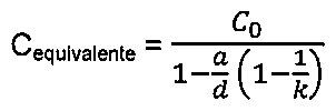 Alternativa A: Cequivalente = C₀ dividido por [1 − (a/d)(1 − 1/k)]