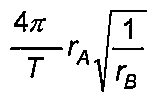 Alternativa B: (4π/T) vezes rA vezes raiz quadrada de (1/rB)