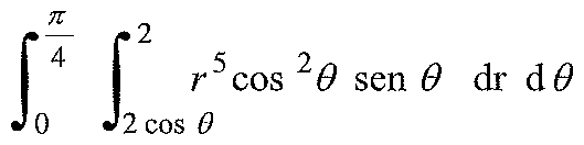 Integral de θ = 0 a π/4 e de r = 2cos θ a 2 de r⁵cos²θ sen θ dr dθ