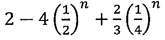 2 − 4 (1/2)^n + (2/3)(1/4)^n