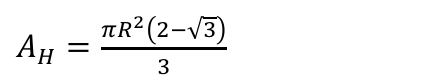 A índice H igual a pi R ao quadrado vezes (2 menos raiz de 3), tudo dividido por 3.