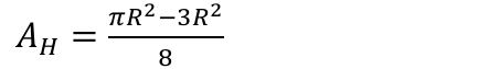 A índice H igual a (pi R ao quadrado menos 3 R ao quadrado) dividido por 8.