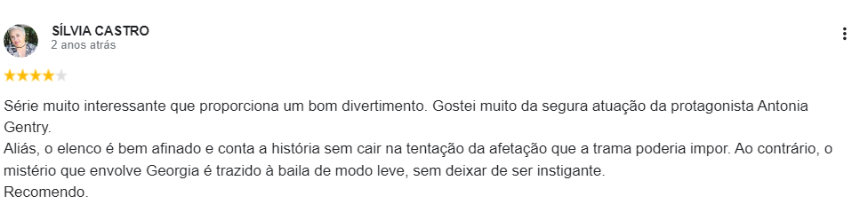 Captura de tela de avaliação no Google: autora SÍLVIA CASTRO, 2 anos atrás, quatro estrelas de cinco, com o texto transcrito logo abaixo.