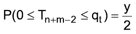 P(0 ≤ Tₙ₊ₘ₋₂ ≤ qₜ) = y/2