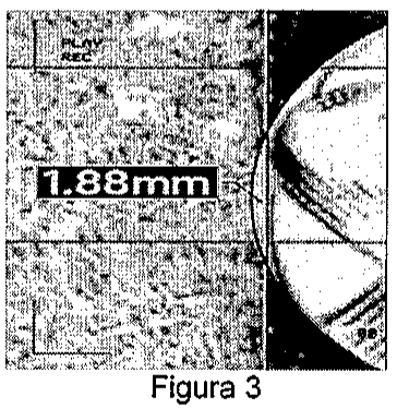 Figura 3: imagem ampliada da borda da bola sobre a linha branca, com a indicação 1.88mm.