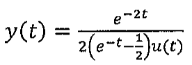 y(t) = e^(−2t) dividido por 2(e^(−t) − 1/2)u(t).