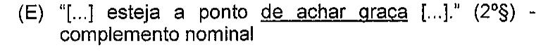 Recorte da alternativa (E) da questão 13 na prova original, com sublinhado em: de achar graça.