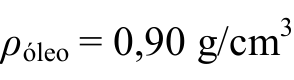 ρ com subscrito óleo igual a 0,90 g/cm³