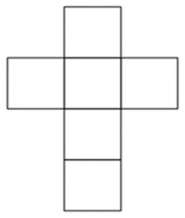 Seis quadrados em forma de cruz: coluna vertical de quatro quadrados, com um quadrado à esquerda e outro à direita do segundo.