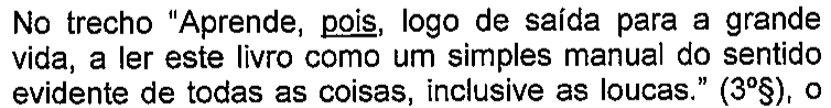 Enunciado como impresso, com a palavra “pois” sublinhada.
