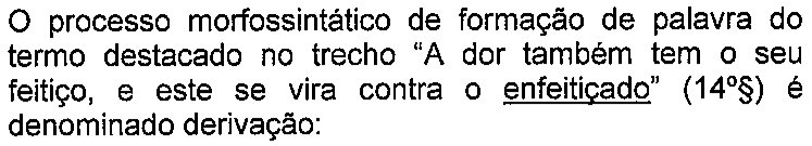 Enunciado como impresso, com a palavra “enfeitiçado” sublinhada.