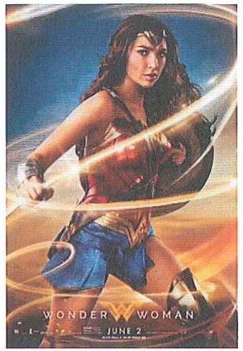 Cartaz do filme Mulher-Maravilha (Wonder Woman), com a personagem segurando o laço e o escudo.