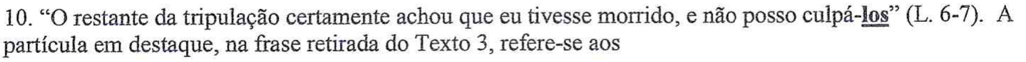 Reprodução do enunciado da questão 10 no original, com a partícula 'los' de 'culpá-los' em negrito e sublinhada.