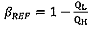 Fórmula: beta REF igual a 1 menos Q L dividido por Q H.