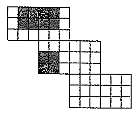 Planificação do cubo da alternativa (B): seis faces 3×3 dispostas em escada, com quadradinhos cinza em algumas faces.