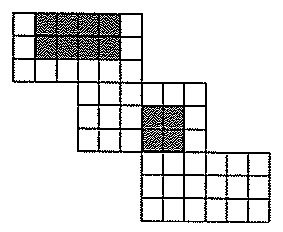 Planificação do cubo da alternativa (C): seis faces 3×3 dispostas em escada, com quadradinhos cinza em algumas faces.