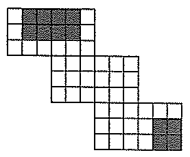 Planificação do cubo da alternativa (E): seis faces 3×3 dispostas em escada, com quadradinhos cinza em algumas faces.