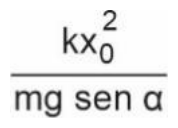 k·x₀² dividido por (m·g·sen α)