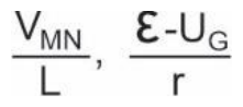 V_MN/L, (ε − U_G)/r