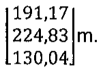 Vetor coluna [191,17; 224,83; 130,04] m.