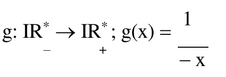 Alternativa c: g: IR asterisco índice menos → IR asterisco índice mais; g(x) = 1 sobre −x.