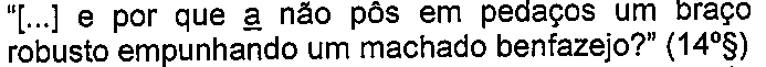 “[...] e por que a não pôs em pedaços um braço robusto empunhando um machado benfazejo?” (14º§) — pronome “a” sublinhado.