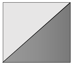 Modelo do piso: quadrado dividido por uma diagonal em dois triângulos, um cinza-claro e outro cinza-escuro.